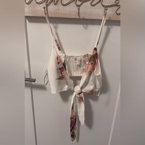 Floral Tie Front Crop Tank Top